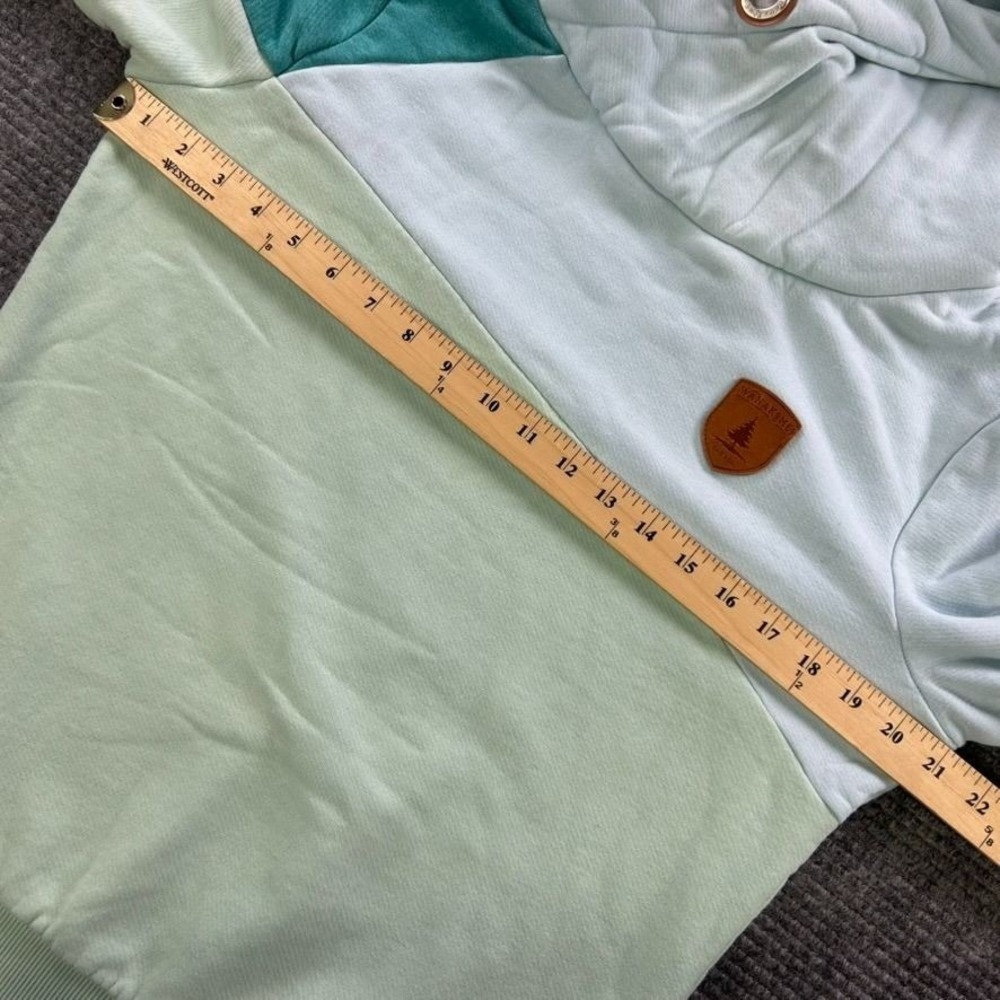 Wanakome Color Block Pullover Hoodie Womens Medium Aqua Green Mint Athleisure - Picture 8 of 11